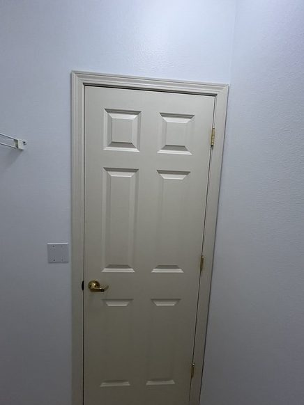 Interior door with casing and painted white