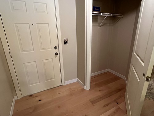 new door with trim work installed