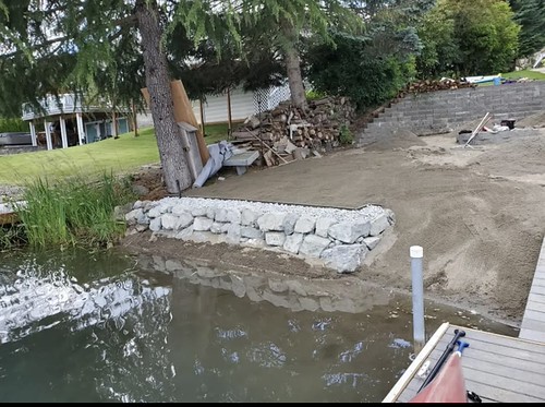 Rockery built on lake house