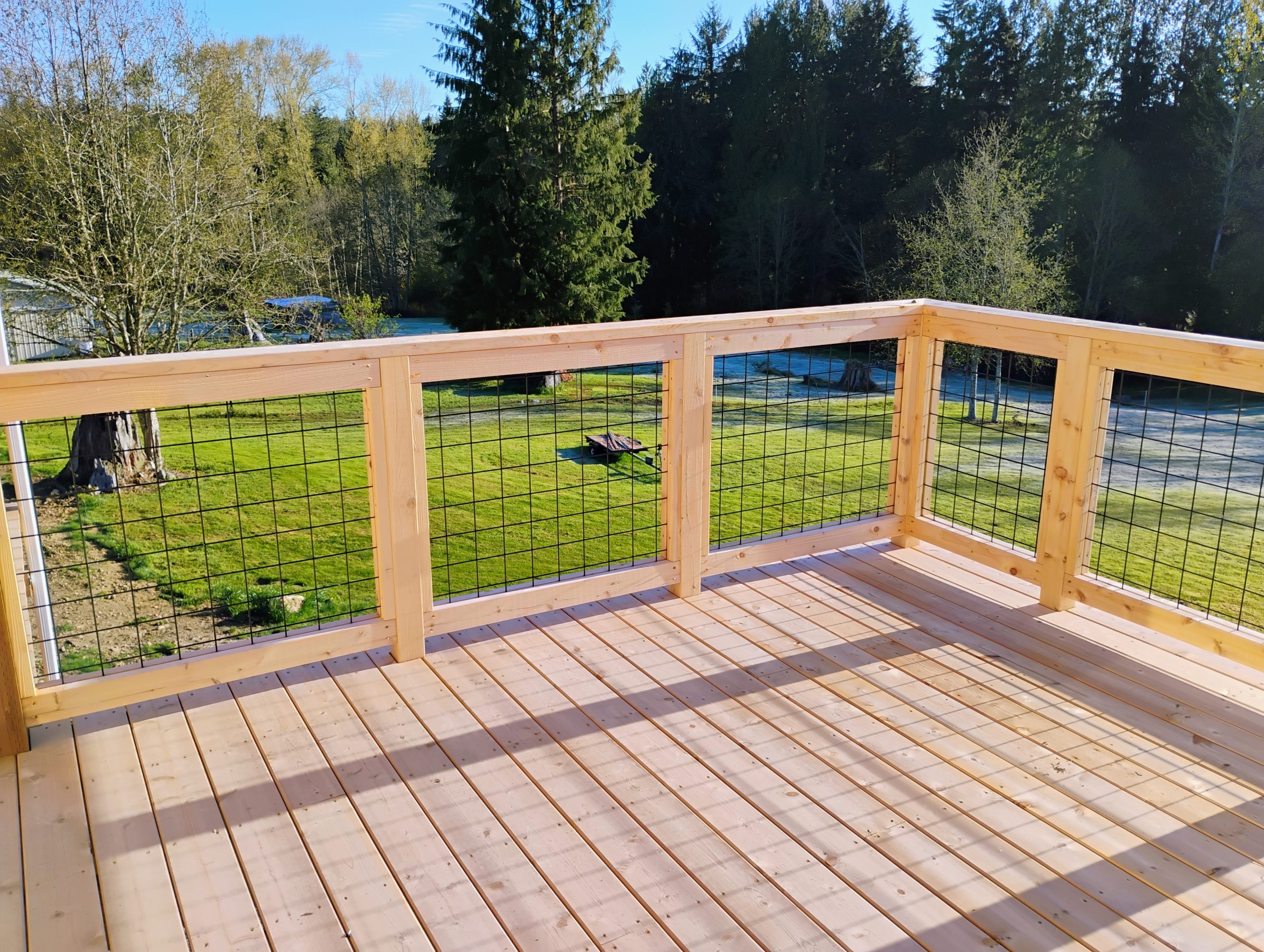 cedar deck with rails