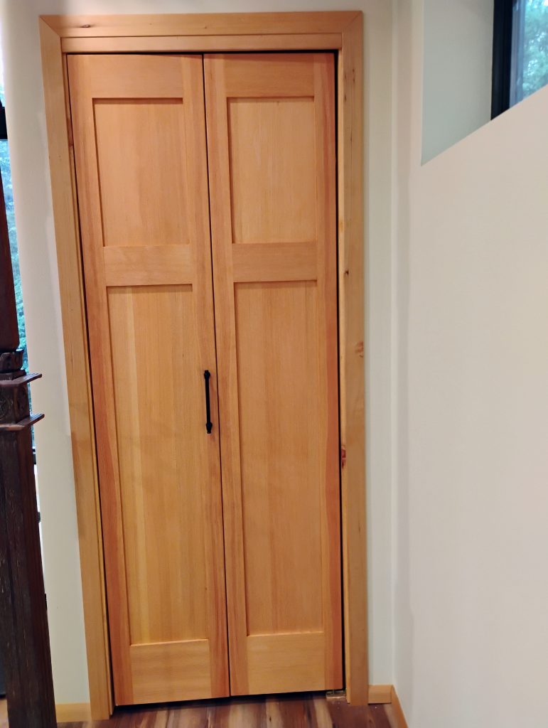 Stained closed bi fold door