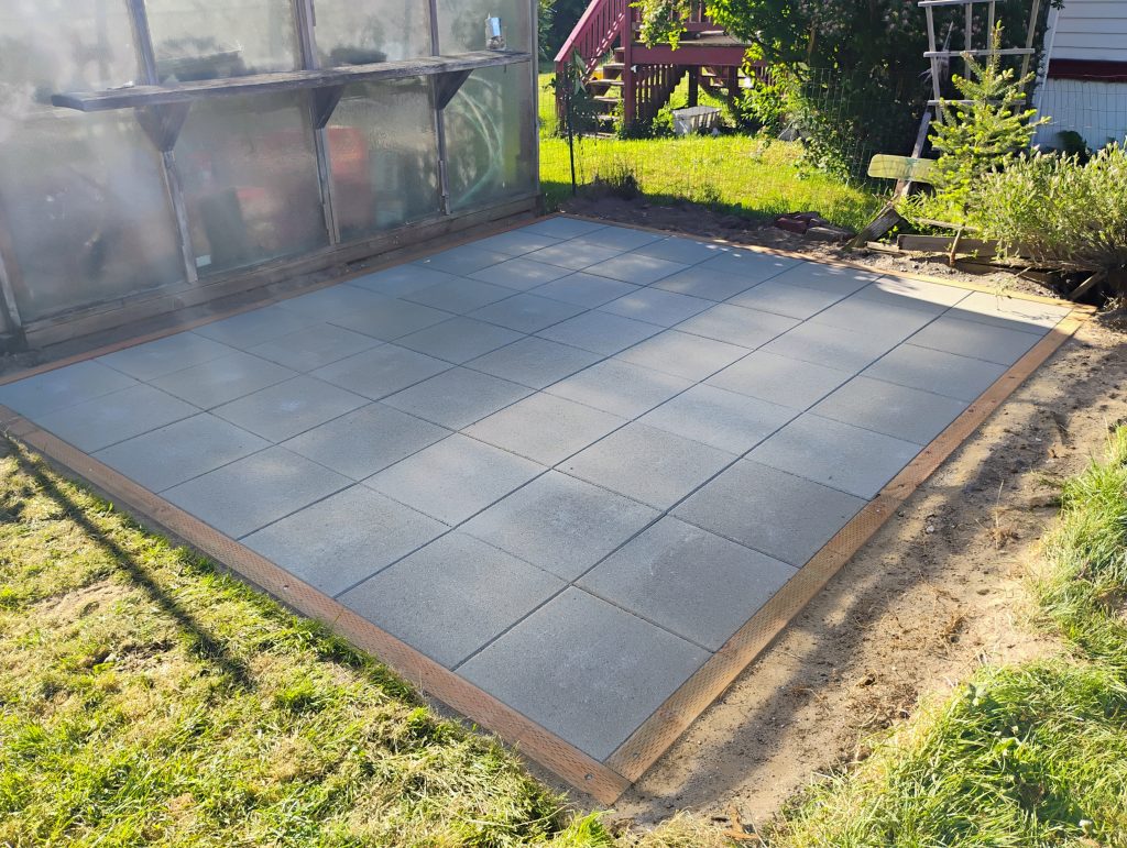 exterior patio built out of large pavers